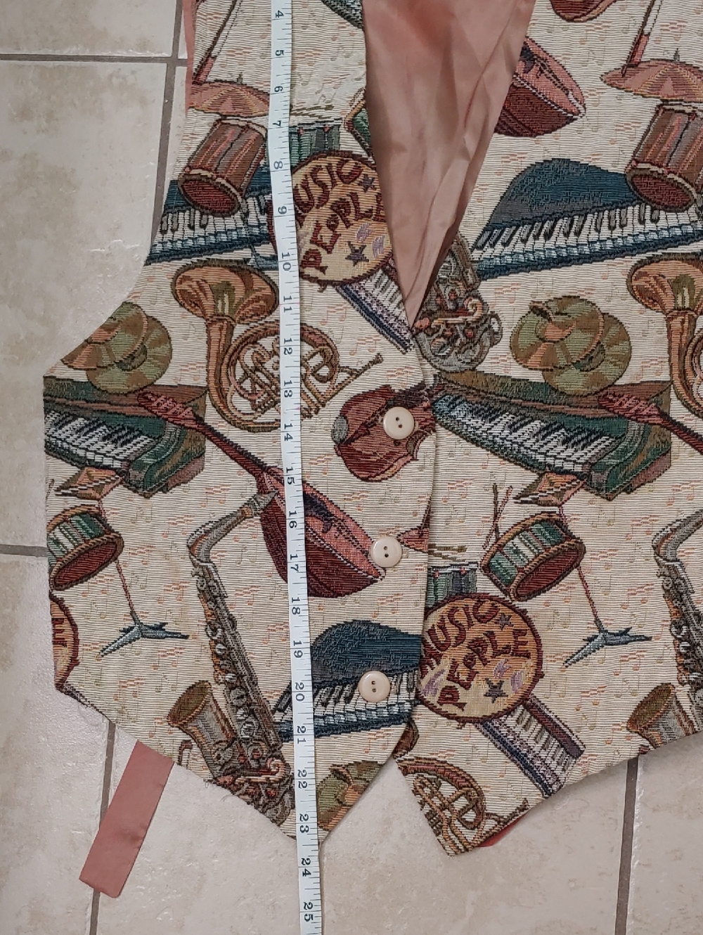 Vintage FACETS Tapestry Vest Musical Instruments Music Teacher Knit Size M - Picture 5 of 8